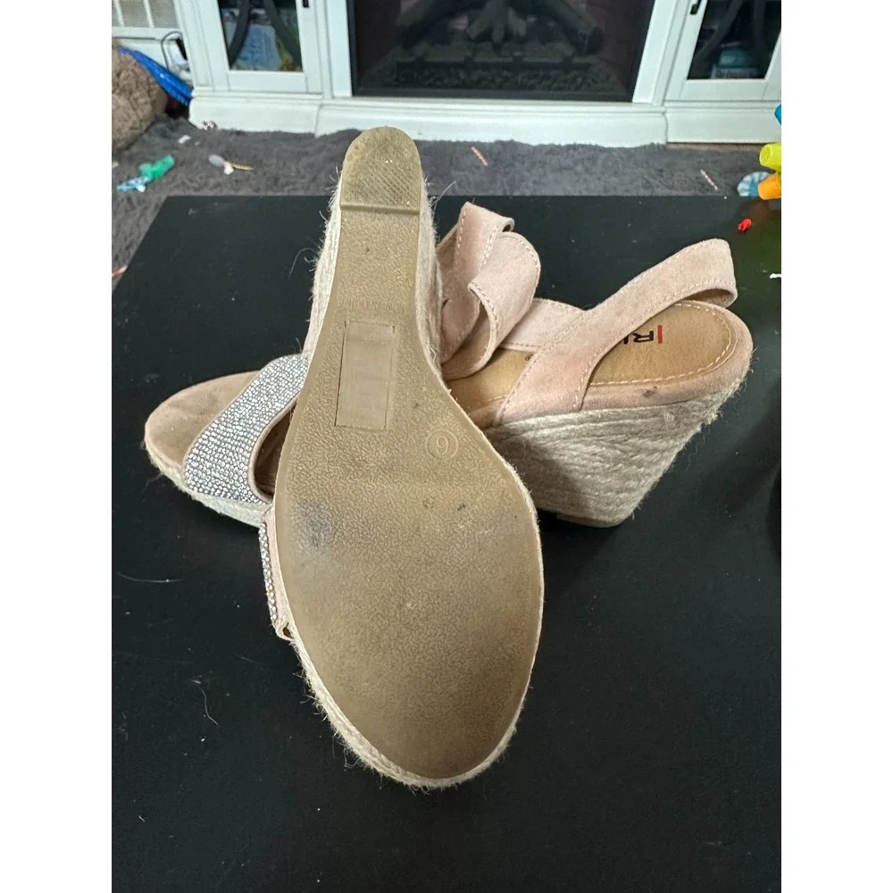 Rialto Beige Bling Wedge Heels in 6